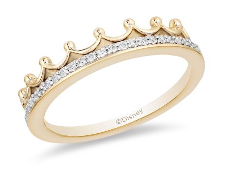 Enchanted Disney Fine Jewelry 10K Yellow Gold 1 10 CTTW Diamond Majestic Princess Tiara Ring on Sale