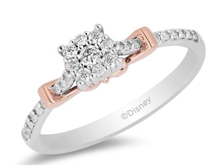 Enchanted Disney Fine Jewelry 10K White Gold and Rose Gold with 1 5 CTTW Diamond Snow White Promise Ring For Cheap