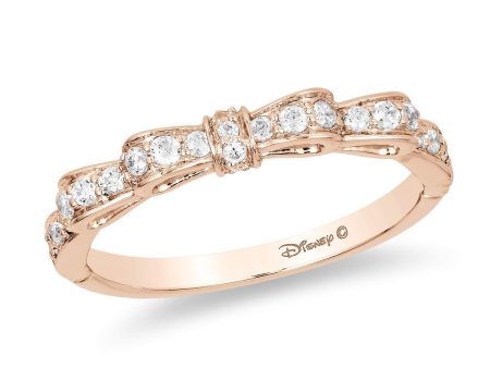 Enchanted Disney Fine Jewelry 14K Rose Gold 1 4 CTTW Snow White Bow Ring Online Sale