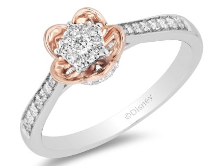 Enchanted Disney Fine Jewelry 10K White Gold and Rose Gold with 1 5 CTTW Diamond Mulan Promise Ring Supply