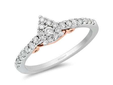 Enchanted Disney Fine Jewelry 10K White Gold and Rose Gold 1 3 CTTW Ariel Shell Engagement Ring Fashion