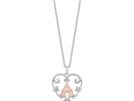 Enchanted Disney Fine Jewelry 14K Rose Gold Over Sterling Silver with 1 20 CTTW Diamond Majestic Princess Pendant Necklace Fashion