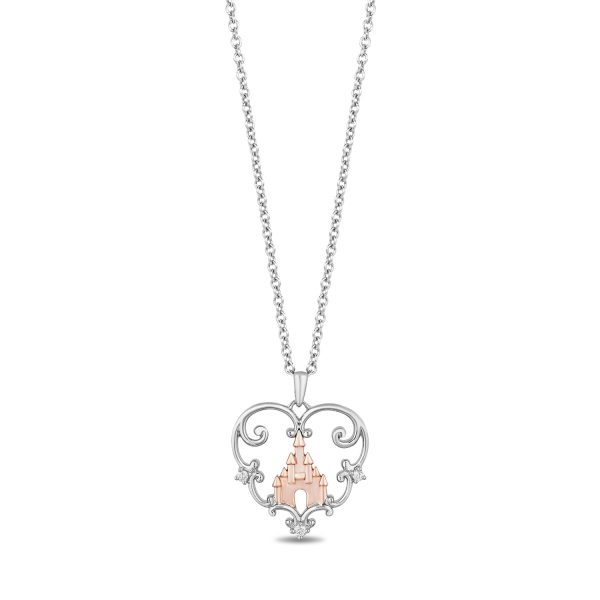 Enchanted Disney Fine Jewelry 14K Rose Gold Over Sterling Silver with 1 20 CTTW Diamond Majestic Princess Pendant Necklace Fashion