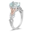 Enchanted Disney Fine Jewelry 10K White Gold and Rose Gold with 1 6 CTTW Diamond and Aquamarine Elsa Engagement Ring Supply