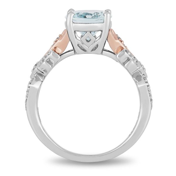 Enchanted Disney Fine Jewelry 10K White Gold and Rose Gold with 1 6 CTTW Diamond and Aquamarine Elsa Engagement Ring Supply