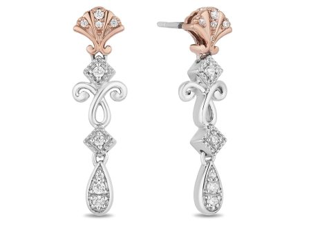 Enchanted Disney Fine Jewelry 14K Rose Gold over Sterling Silver 1 6 CTTW Ariel Shell Earrings Discount