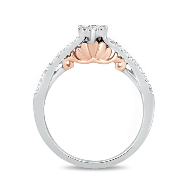 Enchanted Disney Fine Jewelry 10K White Gold and Rose Gold 1 3 CTTW Ariel Shell Engagement Ring Fashion