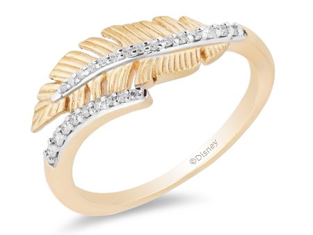 Enchanted Disney Fine Jewelry 10K Yellow Gold 1 10 CTTW Pocahontas Feather Ring Online Hot Sale