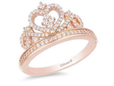 Enchanted Disney Fine Jewelry 10K Rose Gold with 1 3 CTTW Diamonds Majestic Princess Tiara Ring Fashion