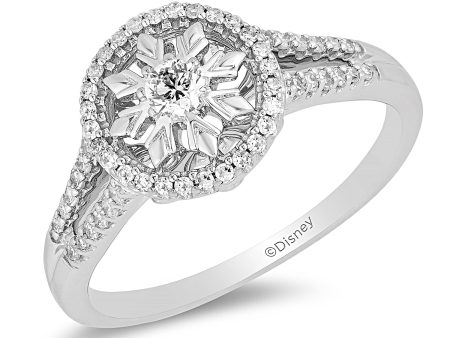 Enchanted Disney Fine Jewelry 10K White Gold with 1 4 CTTW Diamond Elsa Promise Ring Online Hot Sale