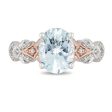 Enchanted Disney Fine Jewelry 10K White Gold and Rose Gold with 1 6 CTTW Diamond and Aquamarine Elsa Engagement Ring Supply