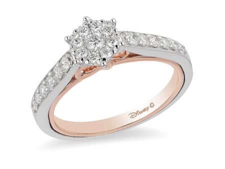 Enchanted Disney Fine Jewelry 10K White Gold and Rose Gold with 1 2 CTTW Snow White Disney Engagement Ring Discount