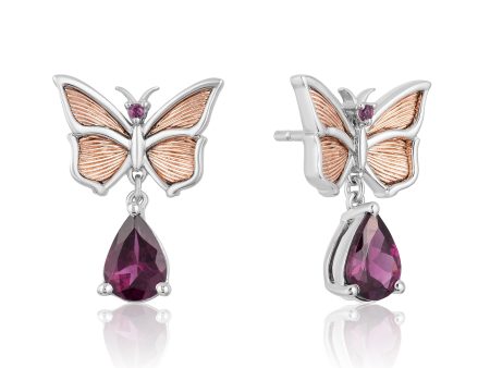 Enchanted Disney Fine Jewelry 14K Rose Gold over Sterling Silver with Rhodolite Garnet Mulan Earrings Sale