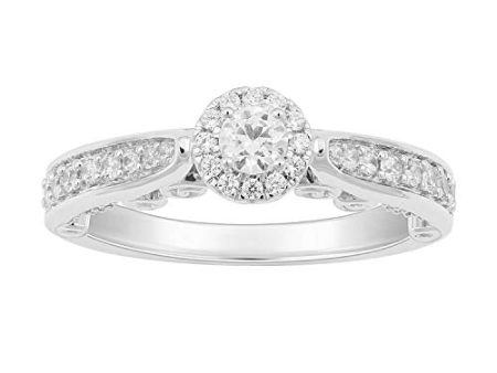 Enchanted Disney Fine Jewelry 10K White Gold 5 8 CTTW Cinderella Composite Engagement Ring Online Sale