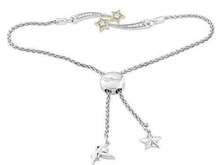 Enchanted Disney Fine Jewelry Sterling Silver and 10K Yellow Gold 1 10 CTTW Tinker Bell Bracelet Fashion