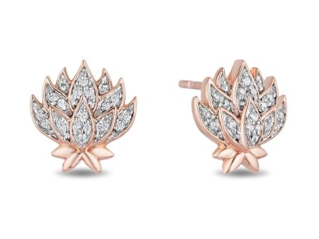 Enchanted Disney Fine Jewelry 14K Rose Gold over Sterling Silver 1 10 CTTW Jasmine Stud Earrings Hot on Sale