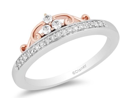 Enchanted Disney Fine Jewelry 10K White Gold and Rose Gold with 1 6 CTTW Diamond Majestic Princess Tiara Ring Hot on Sale