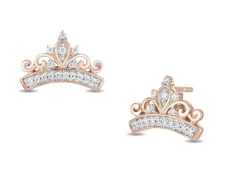 Enchanted Disney Fine Jewelry 10K Rose Gold 1 10 CTTW Majestic Princess Fashion Earrings Online Sale