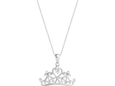 Enchanted Disney Fine Jewelry 10K White Gold Diamond Accent Majestic Princess Crown Pendant Necklace Online