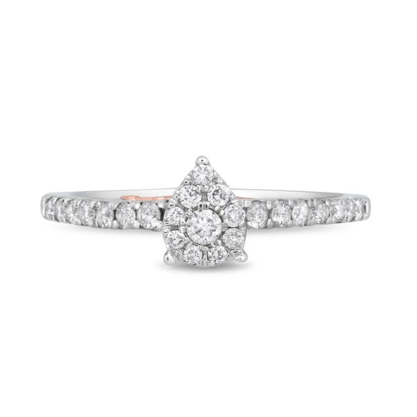 Enchanted Disney Fine Jewelry 10K White Gold and Rose Gold 1 3 CTTW Ariel Shell Engagement Ring Fashion