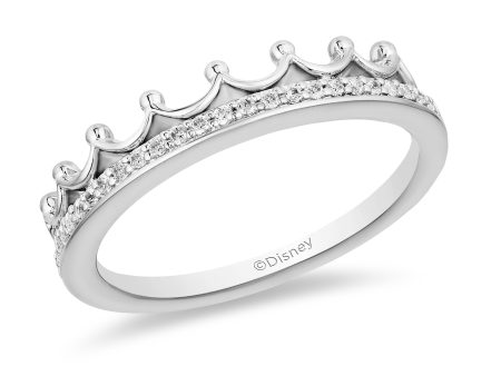 Enchanted Disney Fine Jewelry 10K White Gold 1 10 CTTW Diamond Majestic Princess Tiara Ring For Discount