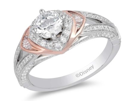 Enchanted Disney Fine Jewelry 14K White Gold And Rose Gold with 1 CTTW Aurora Engagement Ring For Cheap