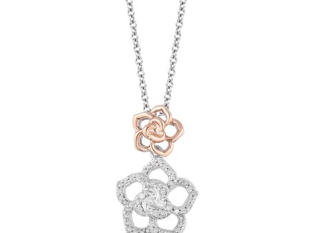 Enchanted Disney Fine Jewelry 14K Rose Gold Over Sterling Silver with 1 5 CTTW Belle Rose Pendant Necklace Online