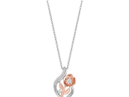 Enchanted Disney Fine Jewelry 14K Rose Gold Over Sterling Silver 1 5 CTTW Belle Rose Pendant Necklace Online