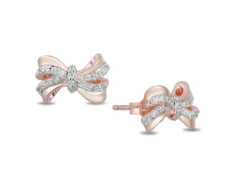 Enchanted Disney Fine Jewelry 10K Rose Gold 1 10 CTTW Snow White Bow Earrings Fashion