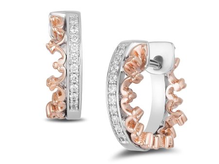 Enchanted Disney Fine Jewelry 10K White Gold and Rose Gold with 1 6 CTTW Majestic Princess Earring For Discount