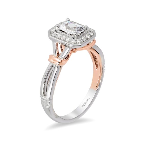 Enchanted Disney Fine Jewelry 14K White Gold and Rose Gold with 5 8 CTTW Snow White Engagement Ring Hot on Sale