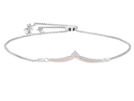 Enchanted Disney Fine Jewelry Sterling Silver and 10K Rose Gold with 1 10 CTTW Aurora Bracelet Online now