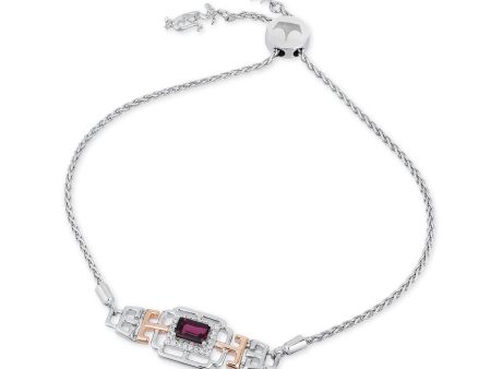 Enchanted Disney Fine Jewelry Sterling Silver and 10K Rose Gold 1 10 CTTW Diamond and Rhodolite Garnet Mulan  Fashion Bracelet Discount