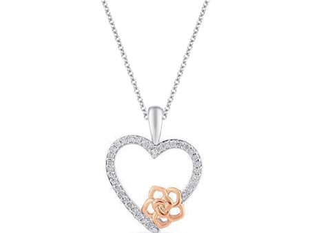 Enchanted Disney Fine Jewelry 14K Rose Gold Over Sterling Silver with 1 6 CTTW Belle Fashion Pendant Necklace Online now