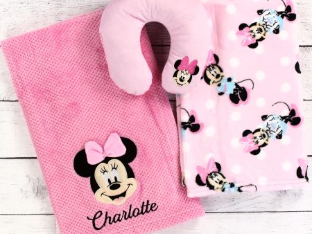 Personalized Disney Baby Blanket 3-Piece Gift Set - Minnie Mouse For Discount