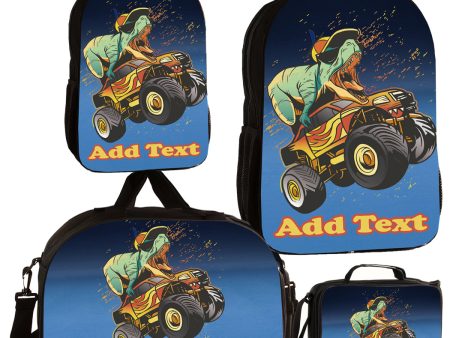 Personalized Full Color Backpacks   Lunch Bag   Duffel Bag - Dino Crush For Cheap