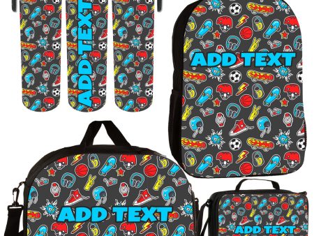 Personalized Backpacks, Lunch Bags, Duffel Bags, or Water Bottles with Full-Color - Skater Stickers Sale