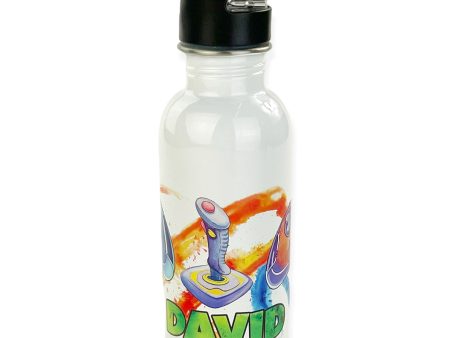 Personalized 20oz Stainless Steel Water Bottle with Straw - Game On For Cheap