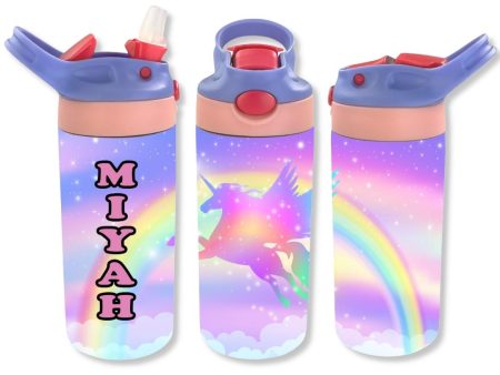 Personalized Kids  12oz Double Walled Stainless Steel Bottle - Unicorn Rainbow on Sale