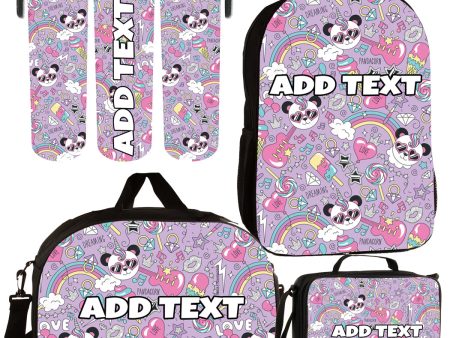 Personalized Backpacks, Lunch Bags, Duffel Bags, or Water Bottles with Full-Color - Panda Rainbow For Cheap