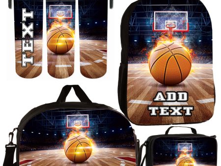 Personalized Backpacks, Lunch Bags, Duffel Bags, or Water Bottles with Full-Color - Basketball Court Hot on Sale