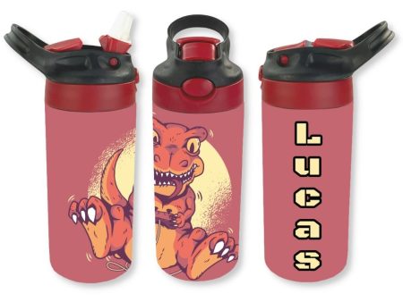 Personalized Kids  12oz Double Walled Stainless Steel Bottle - Dino Gamer Online