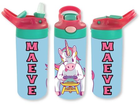 Personalized Kids  12oz Double Walled Stainless Steel Bottle - Unicorn Gamer Online Hot Sale