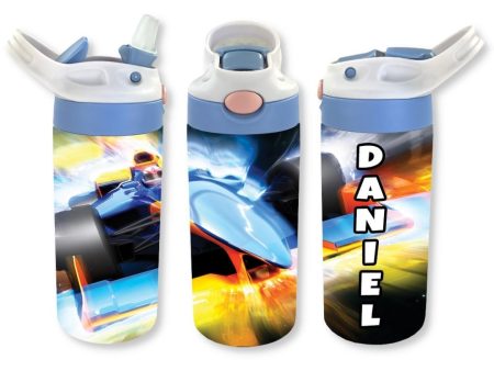 Personalized Kids  12oz Double Walled Stainless Steel Bottle - Racing Discount