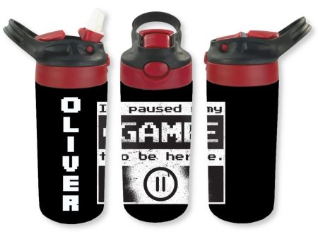 Personalized Kids  12oz Double Walled Stainless Steel Bottle - Game Pause For Sale