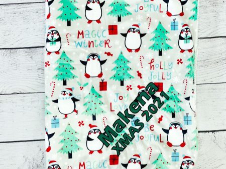 Personalized Embroidered Plush Holiday Baby Blanket - Penguins For Discount