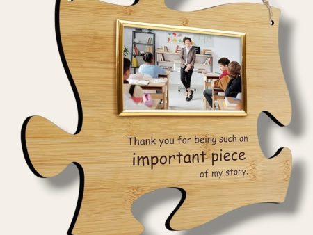 Wooden puzzle piece with picture personalized TEACHER plaque Discount