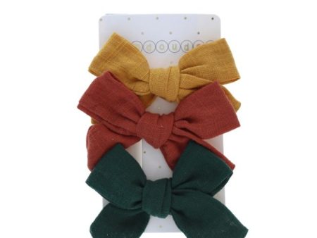 Hair Clips - Mustard Green Terracotta Bow For Discount