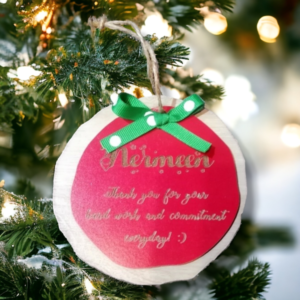 Wooden personalized Christmas ornament Online now