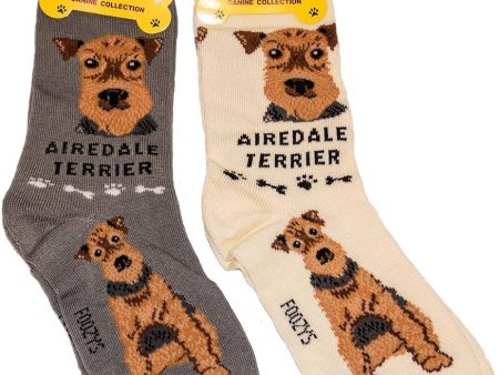 Airedale Terrier Socks Foozys Unisex Crew Sale